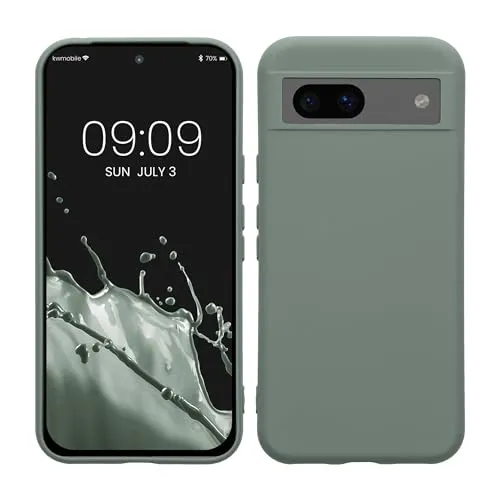 kwmobile Hülle kompatibel mit Google Pixel 8a Hülle - gummierte TPU Silikon Handyhülle - Schutzhülle für kabelloses Laden - Case in Graugrün