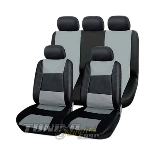 Produktbild PREMIUM Kunstleder Sitzbezug Auto Bezug Sitz Schwarz-Grau für viele Fahrzeuge