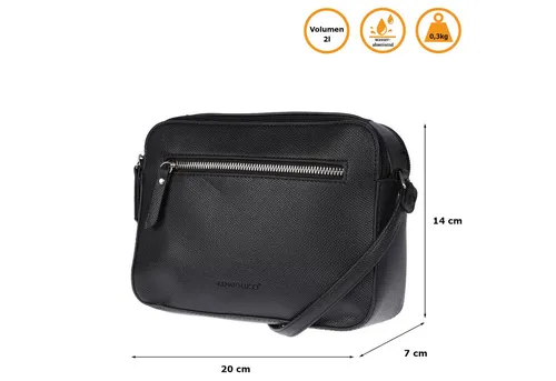 Christian Wippermann Umhängetasche Damen Tasche Schultertasche Umhängetasche Crossover Bag Hellgrau (1 tlg), Leder Optik Handtasche Schwarz