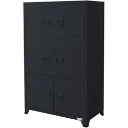 ML-Design Büroschrank Anthrazit 75x40x120 cm mit Magnetverschluss - Robuster Büroschrank aus pulverbeschichtetem Stahl mit 6 Türen und 3 großzügigen Fächern, ideal für eine gut organisierte Büroumgebung. Abnehmbare Füße und integrierte Bodenschoner für flexiblen Einsatz.