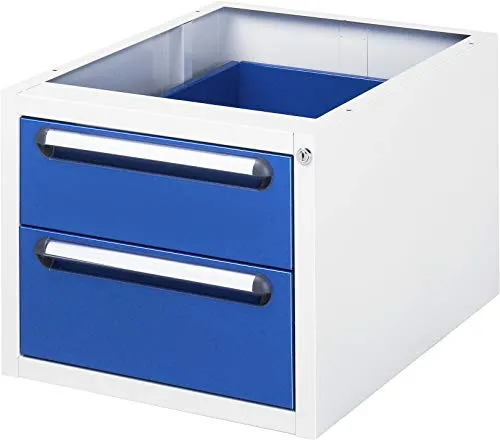 Rau Unterbau-Container mit 2 Schubladen - Unterbauschrank mit 2 Schubladen, ideal für Werkbänke. Hohe Tragkraft von 35 kg und praktische Zentralverriegelung für Sicherheit. Made in Germany, 5 Jahre Garantie.