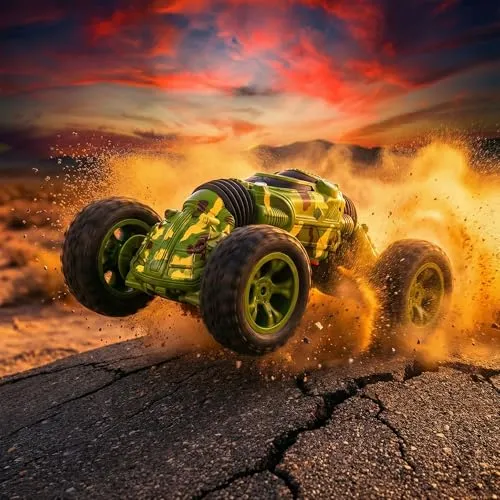 RC ferngesteuertes XXL 36cm Offroad 4-WD Stunt-Auto Gummireifen, wendige Achsen, beidseitig fahrbar, Gelände Rallye Crawler Truggy Buggy, Technik für erwachsene Sammler, Hobby-Anwender, ab 14 Jahren