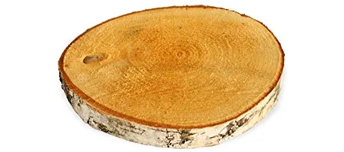 matches21 HOME & HOBBY Holzscheibe zum Basteln oder Dekorieren - 1 Stück naturbelassene Baumscheibe aus Birkenholz mit 10-15 cm Durchmesser - runde Holz Birkenscheibe als Deko Holzplatte Holzdeko