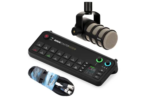 RØDE Rode Rodecaster Video Produktions-Konsole mit Podmic - Mikrofone und Video-Streaming Lösung mit leistungsstarkem Audio- und Videoprozessor, ideal für Content Creators und Podcaster.