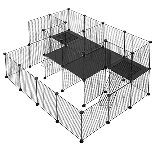 EUGAD Freigehege für Kaninchen und Meerschweinchen 145x108x72cm - Käfige, Auslauf & Gehege – Flexibles DIY-Freigehege aus robustem Kunststoff, ideal für artgerechte Haltung und viel Platz zum Spielen.