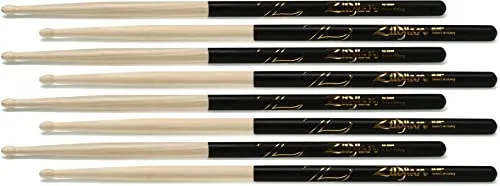 Zildjian Hickory Dip Serie 4 für 3 Drumsticks Pack - 5A - Holzspitze - Schwarz