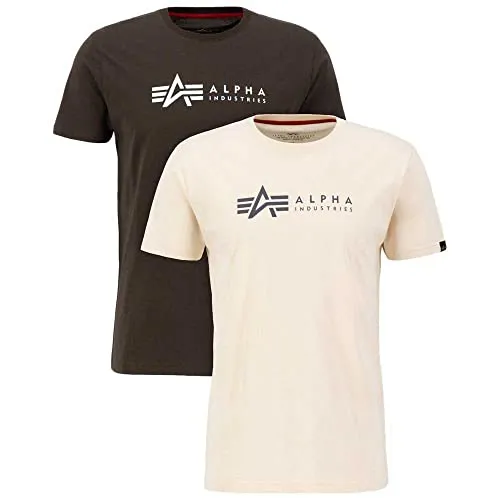 Alpha Industries Men - T-Shirts Alpha Label T 2 Pack - Herren-Shirts in Regular Fit, aus 100% Baumwolle für hohen Tragekomfort. Ideal für Alltag und Freizeit, passen perfekt zu jedem Outfit.