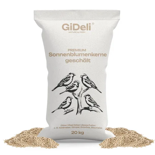 GiDeli 20kg Premium geschälte Sonnenblumenkerne Naturfarbe Vogelfutter Sack