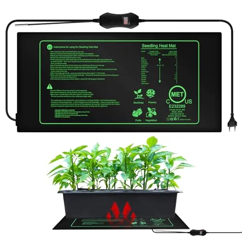 PORFOYO 50W Heizmatte Pflanzen mit Thermostat, WäRmematte Pflanzen, Wärmematte für Sämling Germination, Heizkissen Wärmematte Set für Saatgutstart, Aufzucht, Keimung, Hydrokultur, Züchtung