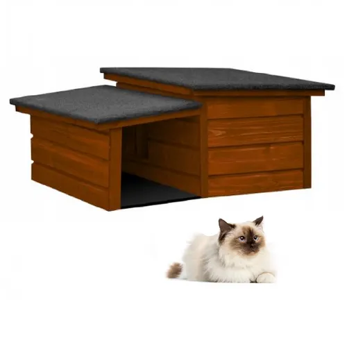 QLS Isolierte Katzen- und Hundehütte Größe S mit Vordach - Hundehütte für kleine Hunde und Katzen, vollständig isoliert für optimalen Schutz vor Kälte und Nässe, mit einfachem Aufbau und robustem Design.