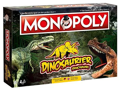 Monopoly - Dinosaurier - Gesellschaftsspiel mit zweisprachiger Anleitung! Erlebe spannende Abenteuer mit Dinosauriern und strategischen Entscheidungen in einer einzigartigen Spielwelt.