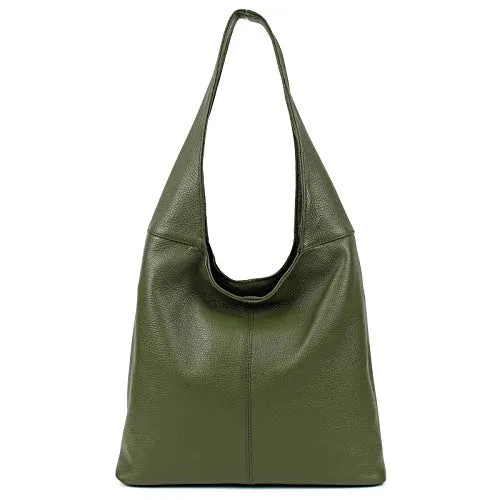 OBC Made in Italy Damen Leder Tasche - Eleganter Shopper aus Nappaleder (Olivgrün) - Damen-Shopper aus hochwertigem italienischen Nappaleder, ideal für modebewusste Frauen. Mit geräumigem Hauptfach und stilvollem Design ist dieser Shopper der perfekte Begleiter für jeden Anlass.