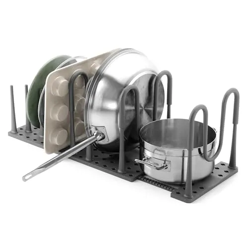 PEGGY COOKWARE ORGANIZER CHARCOAL - Aufbewahrungsboxen mit anpassbarem Design für Töpfe, Pfannen und Deckel – für mühelosen Zugang und Ordnung in Ihrer Küche.