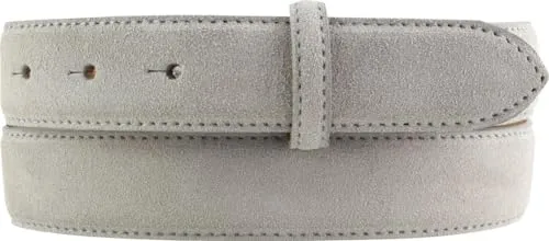 BELTINGER Wechselgürtel aus Veloursleder ohne Schnalle 3,0 cm | Druckknopf-Gürtel für Damen Herren 30mm | Wildleder-Gürtel | Hellgrau 80cm