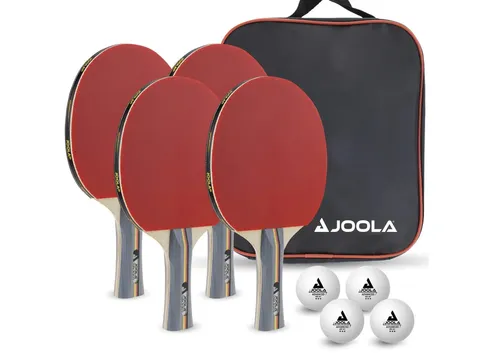 JOOLA Tischtennis Set 4 Schläger 4 Bälle Tasche Ping Pong Freizeit Schule