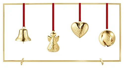 Georg Jensen Weihnachtsrahmen in Gold, H 19 cm, B 38 cm - Eleganter Rahmen für Kerzenhalter, ideal für die festliche Dekoration. Aus Edelstahl mit hochwertiger Goldauflage, perfekt für ein modernes Ambiente in Ihrem Zuhause.