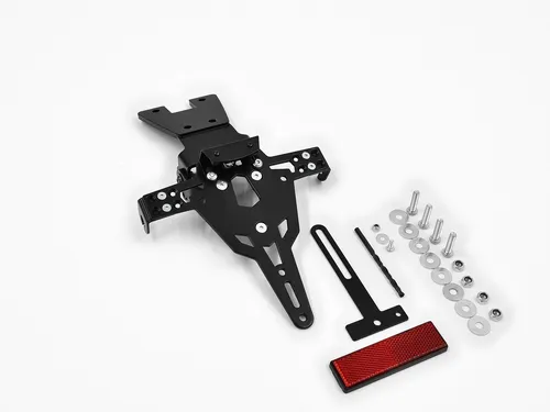 ZIEGER Kennzeichenhalter Pro für Honda CBR 600 F & CB 600 F Hornet - Hochwertiger Kennzeichenhalter für Honda CBR 600 F & CB 600 F Hornet, schwarz pulverbeschichtet, mit verstellbarem Neigungswinkel und einfacher Montage ohne Verkleidungsanpassung.