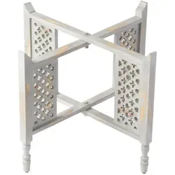 Klapptisch Untergestell Klappbar Hania Grau 60cm - Elegantes, handgefertigtes Klapptisch-Untergestell aus massivem Holz im orientalischen Stil. Ideal für Ihre Tabletts und ein Blickfang in jedem Raum. Maße: HxB 45x56 cm, in stilvollem Grau.