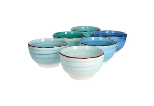 MamboCat Müslischale 6er Set Blau - Stilvolle Steingutschalen für Müsli und Obst - Müslischalen aus hochwertigem Steingut, ideal für Frühstück und Snacks, mit einem ansprechenden Design in Blau.