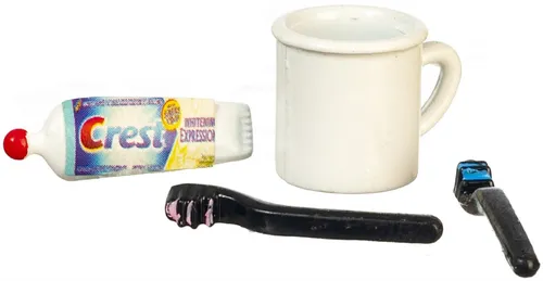 Puppenhaus Zahnbürste Zahnpasta Und Becher Set Miniatur Badezimmer Zubehör 1:12