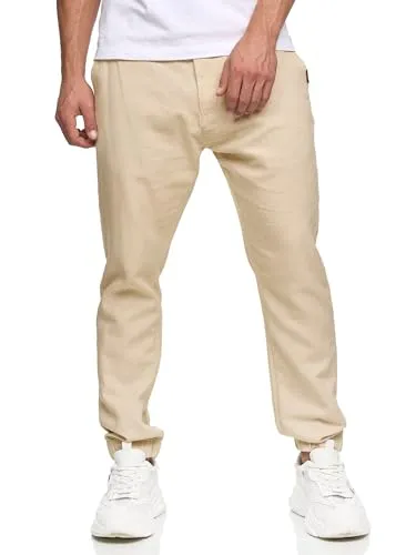 Indicode Leinenhose Blnda mit dekorativem Kordelgürtel - Wanderhosen in XL, aus 55% Leinen und 45% Baumwolle, pflegeleicht und elastisch, ideal für entspannte Outdoor-Aktivitäten.