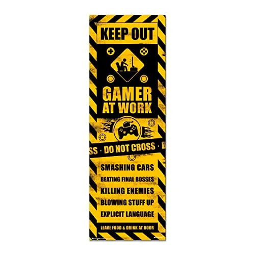 Grupo Erik Poster Türposter Gameration Gaming Caution Poster Covers Kunstdruck - Deko Wohnzimmer oder Deko Schlafzimmer - Deko Zimmer - Größe : 53 x 158 cm - Offizielle Lizenz