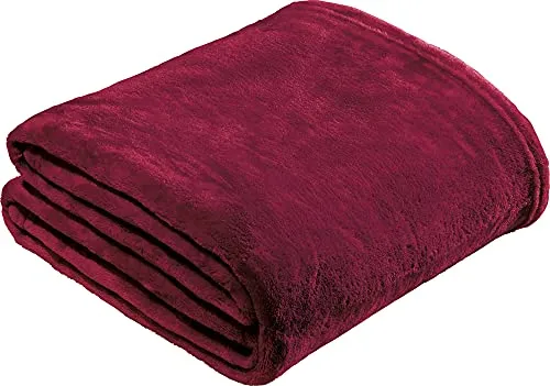 REDBEST Microfaserdecke Amarillo, Fleece-Wohndecke, Sofadecke Bordeaux Größe 150x200 cm - kuscheliger Teddyfleece, extra weich warm, pflegeleicht, waschbar