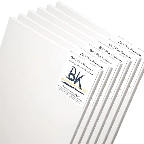 BK BILDERRAHMEN KOLMER 6 B.K. Plus LEINWÄNDE 50x70 cm - Premium Keilrahmen-Set für Künstler, 100% Baumwolle, 380g/m², malfertig mit Gesso Grundierung. Ideal für professionelle Maler und anspruchsvolle Hobbykünstler.
