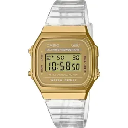 Casio Unisex Quartz Armbanduhr A168XESG-9AEF - 36mm Gehäuse, goldfarbenes digitales Zifferblatt, vielseitige Funktionen wie Alarm und Stoppuhr