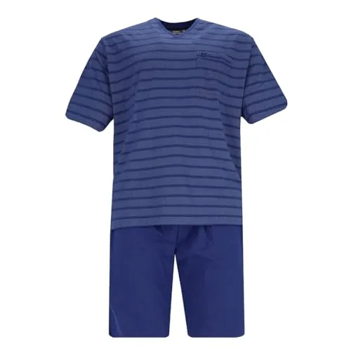 Hajo Pyjama Klima Light Set, 2 tlg - Atmungsaktiver Schlafanzug aus Baumwolle - Pyjamas aus mercerisierter Baumwolle und Mikrofaser, die Feuchtigkeit effektiv abtransportiert und für optimale Körpertemperatur sorgt. Zeitloses Design mit elastischem V-Ausschnitt und praktischer Brusttasche.