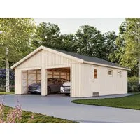 Palmako Garage Andre 44,7 m² - Skandinavische Doppelgarage - Carports - Vielseitige Nutzung mit schneller Montage und individueller Gestaltung durch anpassbare Fenster- und Türanordnung.