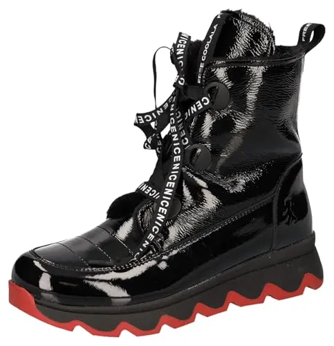 2GO FASHION Schnürboots schwarz 37 EU - Wanderschuhe mit pflegeleichtem Lack-Leder, wärmendem Kunstfell und herausnehmbarer Innensohle – perfekt für sportliche Abenteuer bei jedem Wetter.
