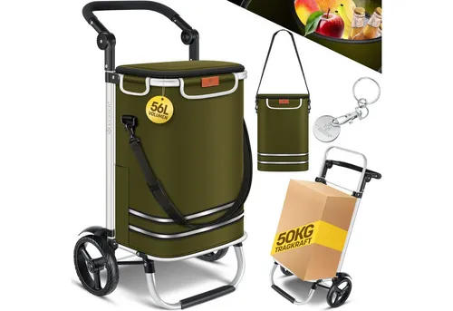 KESSER Einkaufstrolley – Klappbar mit 56L Kapazität - Einkaufstrolleys mit 56L Volumen, belastbar bis 50 kg, integriertes Kühlfach und praktische Taschen für bequemes Einkaufen – Ihr idealer Begleiter!