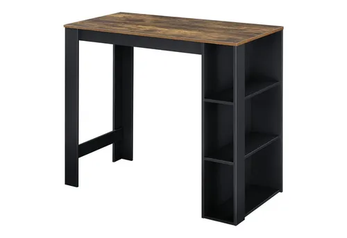 [en.casa] Bartisch mit integrierter Hausbar 120x60cm - Bartisch & -theke mit 3 Ablageflächen für idealen Stauraum, stilvolles Design in Schwarz mit Eiche-Optik, perfekt für gesellige Abende.