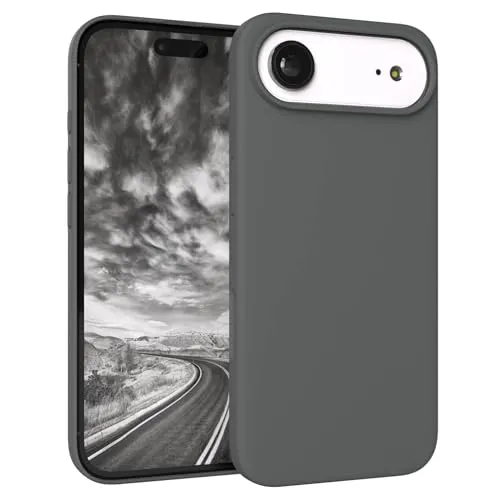 EAZY CASE Premium Silikon Hülle für iPhone Air - Handyhülle, Stoßfest, Schutzhülle mit Kameraschutz, Kratzfester weicher Mikrofaser-Innenfutter, Slim Liquid Silikon Cover Case Bumper - Dunkelgrau Grau