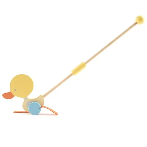 Bieco Schiebespielzeug Holz Ente | Schiebetiere ab 1 Jahr | Enten Lauftier Holz | Schiebetier für Jungen & Mädchen | Süßes Nachziehtier Schieber