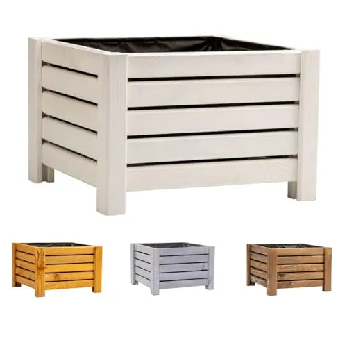 BooGardi Blumenkasten aus Holz - Weiß 38x38x25cm - Eleganter Blumenkasten für Garten, Balkon und Terrasse. Fertig montiert, einfach aufstellen und bepflanzen. Erhältlich in 4 Farben und 2 Größen - ideal für kreative Pflanzenarrangements.