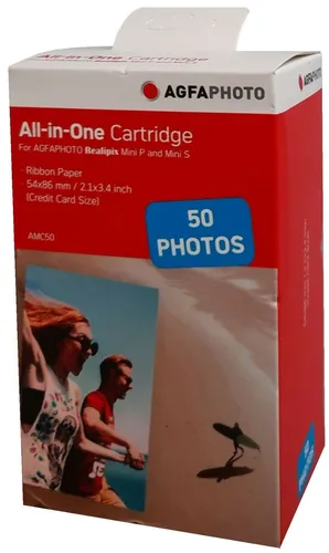 AgfaPhoto AMC50 All-in-One Cartridge Fotopapier 50er Pack - Drucker-Fotopapier, ideal für RealPix Mini P & S, sorgt für brillante Druckergebnisse und einfache Handhabung.