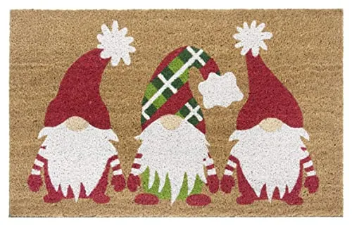 Hanse Home Kokos Fußmatte Weihnachten für Innen - Schmutzfangmatte Natur, Kokosmatte Wintermotiv Wichtel, Fußabtreter rutschfest für Flur, Eingangsbereich - 45x75cm