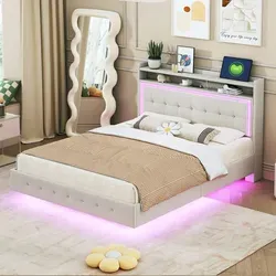 Flieks Polsterbett 140x200cm mit USB und LED von Flieks