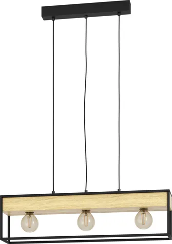 Libertad 1 Tischlampe in Schwarz und Braun - Moderne 3L E27 Tischlampe, vereint Stil und Funktionalität, ideal für gemütliche Beleuchtung in Ihrem Wohnraum.
