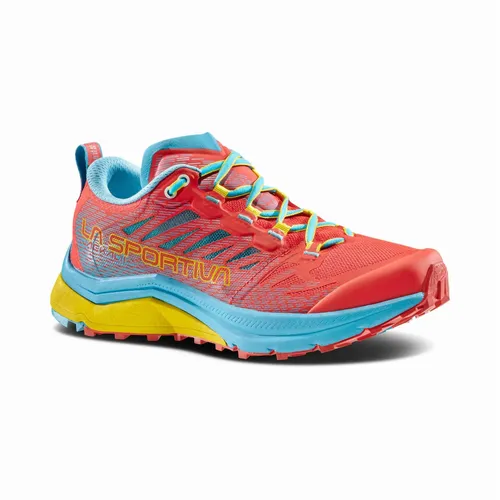 La Sportiva Jackal II Women Hibiscus/Malibu Blue (41) - Laufschuhe für Ultra Rennen und Langstreckentraining, mit innovativer Infinitoo Technologie für außergewöhnliche Dämpfung und hohe Energierückgabe, aus umweltfreundlichen Materialien gefertigt.