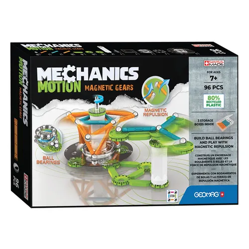 Geomag Mechanics Motion 2 Gears 96 Stk - Magnetisches Bauset - Klemmbausteine, 96 Teile aus 80% recyceltem Kunststoff, fördert Kreativität und MINT-Fähigkeiten durch spielerisches Lernen mit Magnetismus und Mechanik.