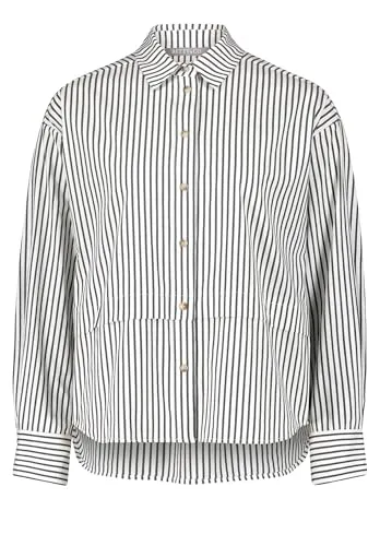 Betty & Co Damen Hemdbluse mit Streifen Weiß/Schwarz,40