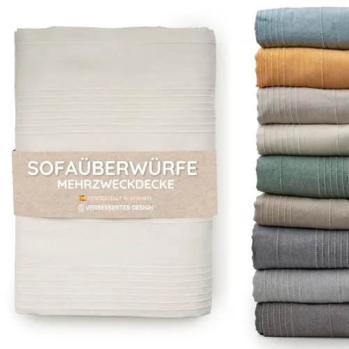 Bettdecke und Mehrzweckdecke für Sofas, beige-weiße Steppdecken.Mehrzweckplaid, Sofabezug, widerstandsfähiger und hochwertiger Stoff. Moderne Tagesdecken 150, 135,90 (Glatt Ecru, 180 x 280 cm)