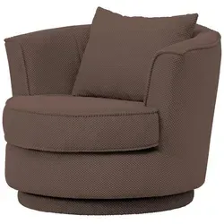 Drehsessel, Braun, Kunststoff, Teilmassiv, Uni, 1-Sitzer, Rund, 95x77x95 cm, Wohnzimmer, Sessel, Polstersessel