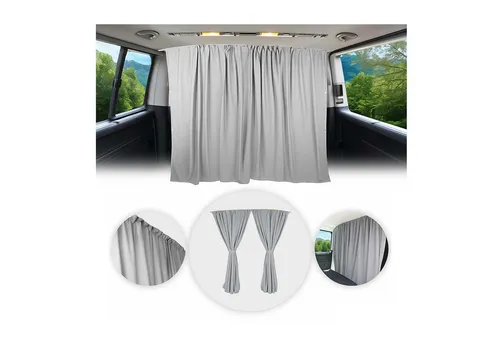 Maß Gardinen für VW ID Buzz - Grau, 2-teilig - Praktisches 2-teiliges Set für VW ID. Buzz mit effektiven Sonnenschutz und Hitzeschutz. Faltbar und leicht zu montieren, ideal für die Innenanwendung.