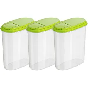 Kigima Schüttdose grün, aus Kunststoff, Set, 2 Liter, mit Klappdeckel, 3 Stück