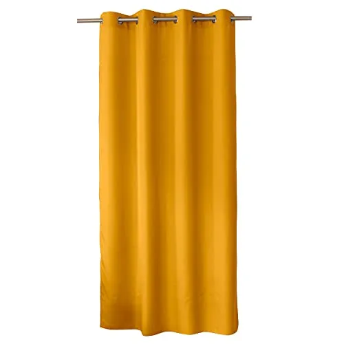 ED ENJOY HOME Dekorativer Vorhang mit silberfarbenen Ösen, 140 x 240 cm, Senfgelb, 100% Polyester, satiniert, Kollektion Basic