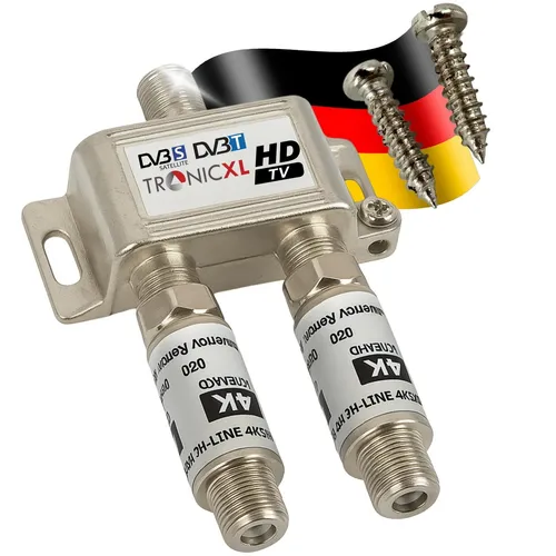 2-fach Sat Splitter mit 40dB Verstärker TR-SAT-AMP-X2 - Hochwertiger Antennenverteiler für DVB-S2 und DVB-T2, ermöglicht die gleichzeitige Nutzung von zwei Geräten. Signalverstärkung von 40 dB sorgt für optimale Empfangsqualität.